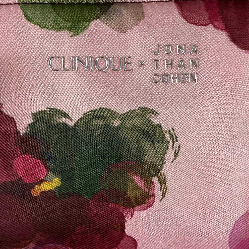 Clinique x Jonathan Cohen Floral Tote Bag‎ + Zip Pouch Set Floral Pink NWT